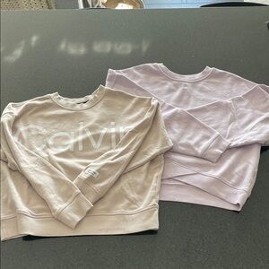 Calvin Klein Tan and Light Purple Sweatshirts